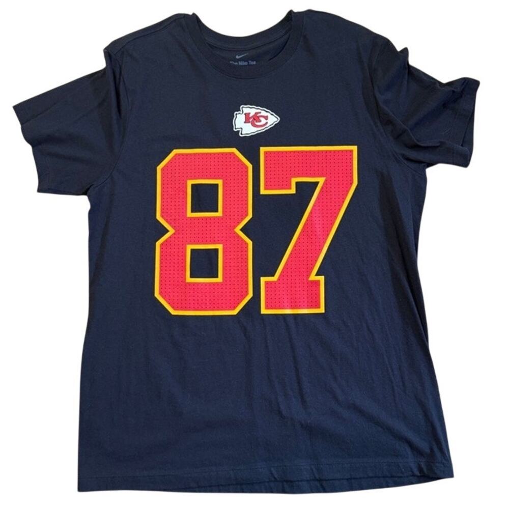 Kansas City Chiefs NFL Travis Kelce Nike Black jersey t-shirt Size Large